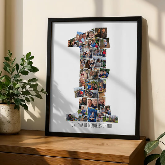 Personalised Photo Collage Picture Display First Birthday Memory Print Custom Design Special Occasion Milestone Gift Wedding Anniversary