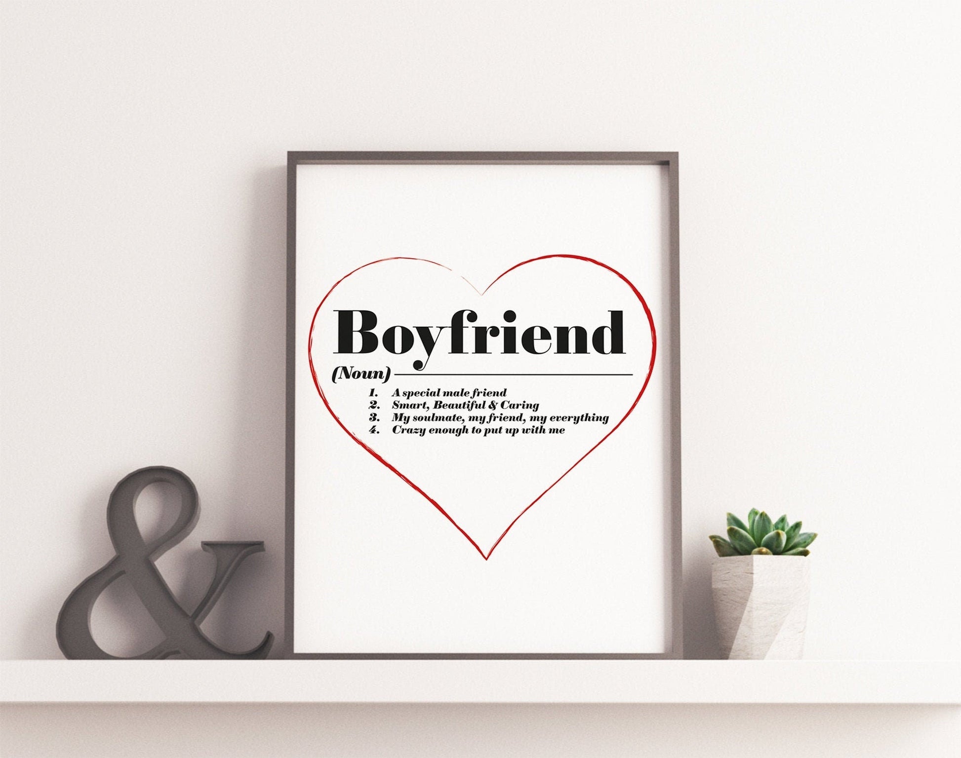 Boyfriend Dictionary Definition Wall art - Framed Artwork - Digital Prints - Valentines gifts for Him - Gifts for Boyfriend