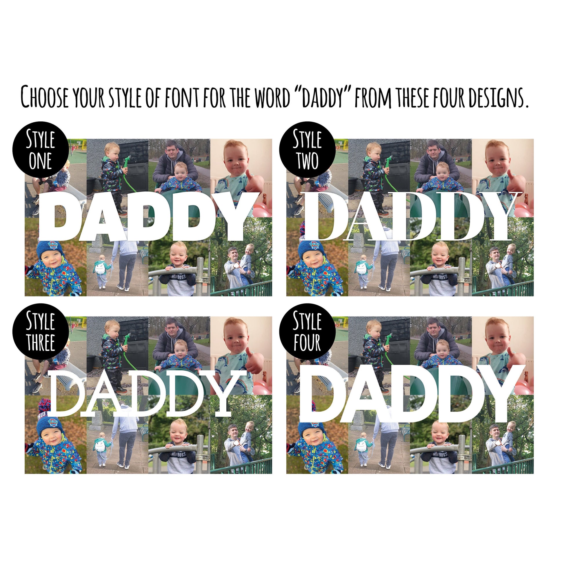 Personalised, Daddy, Photo Collage Print, with your Images & Message, A4 or A3 Framed, Fathers Day Gift, Home decor, Digital print