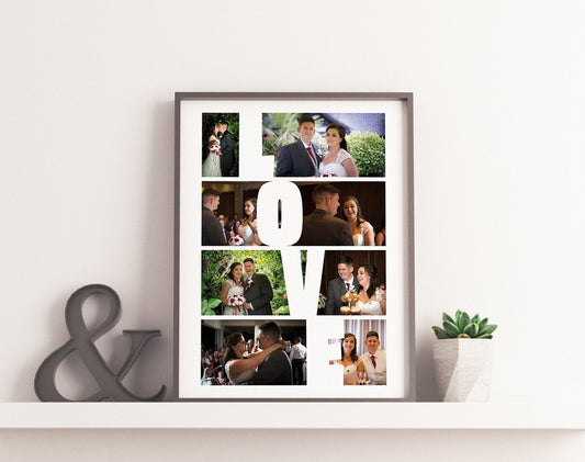 Personalised Love Photo, Collage Image Print, Custom Photo Framed Memory Print, Home Decor, Wedding Anniversary Gift ideas