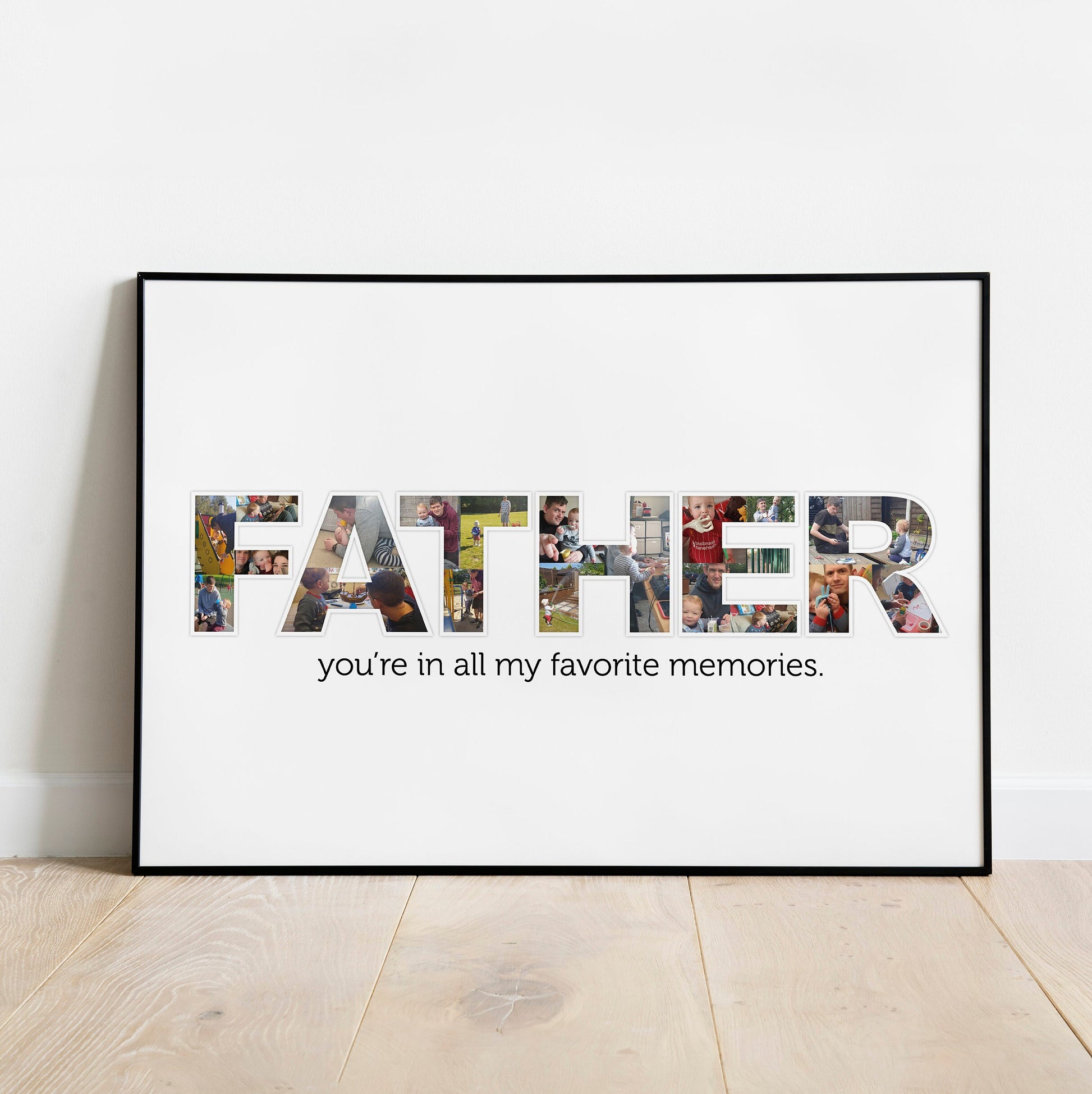 Framed Dad Photo Collage, Word Photo Print, Home Décor For The Family, Photo Memories, Gifts for Dad, Christmas Gifts