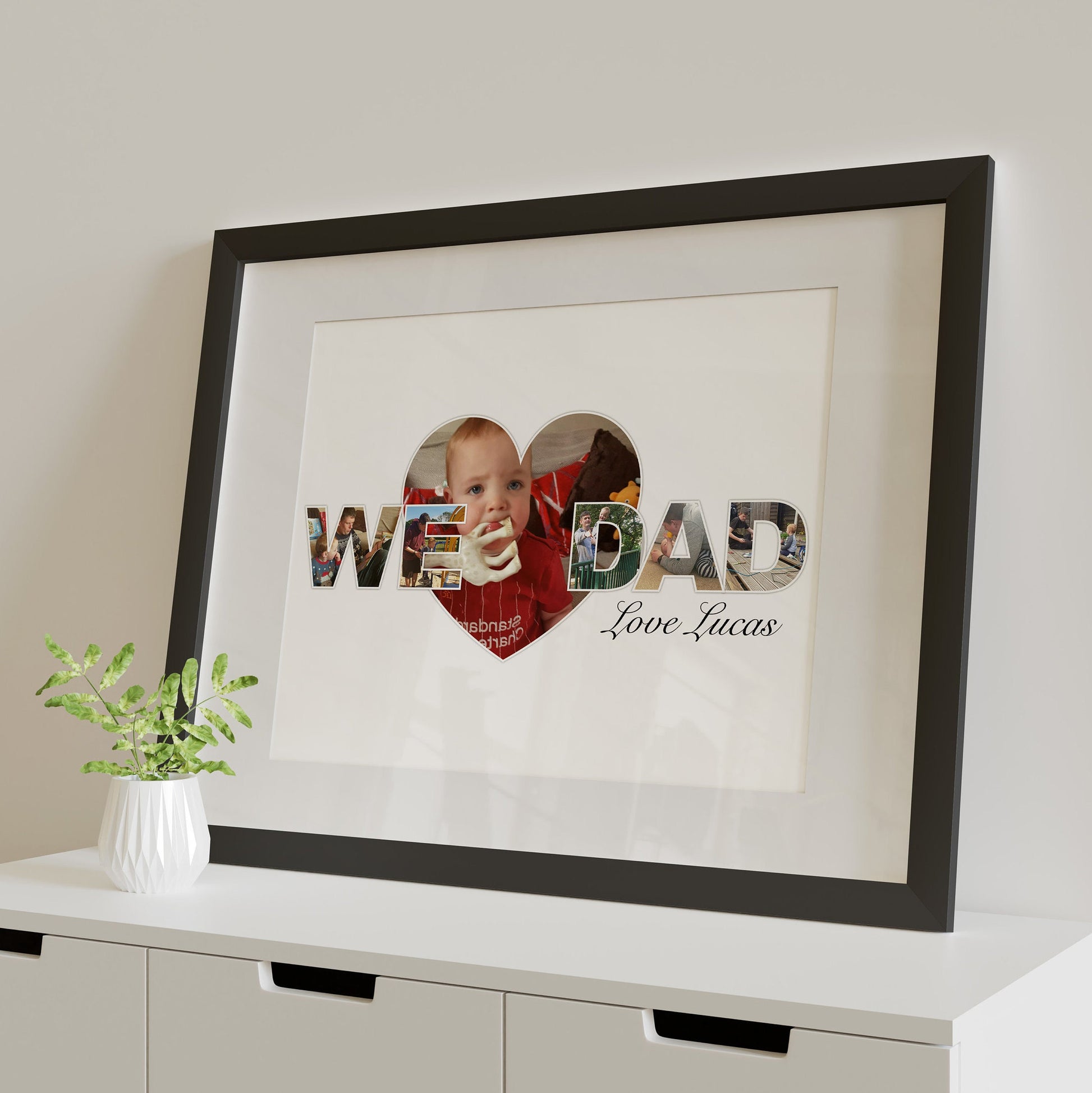 We Love Dad, Photo Collage Print, Personalised Design, Framed Digital Print, Home Decor, Father's Day Gift