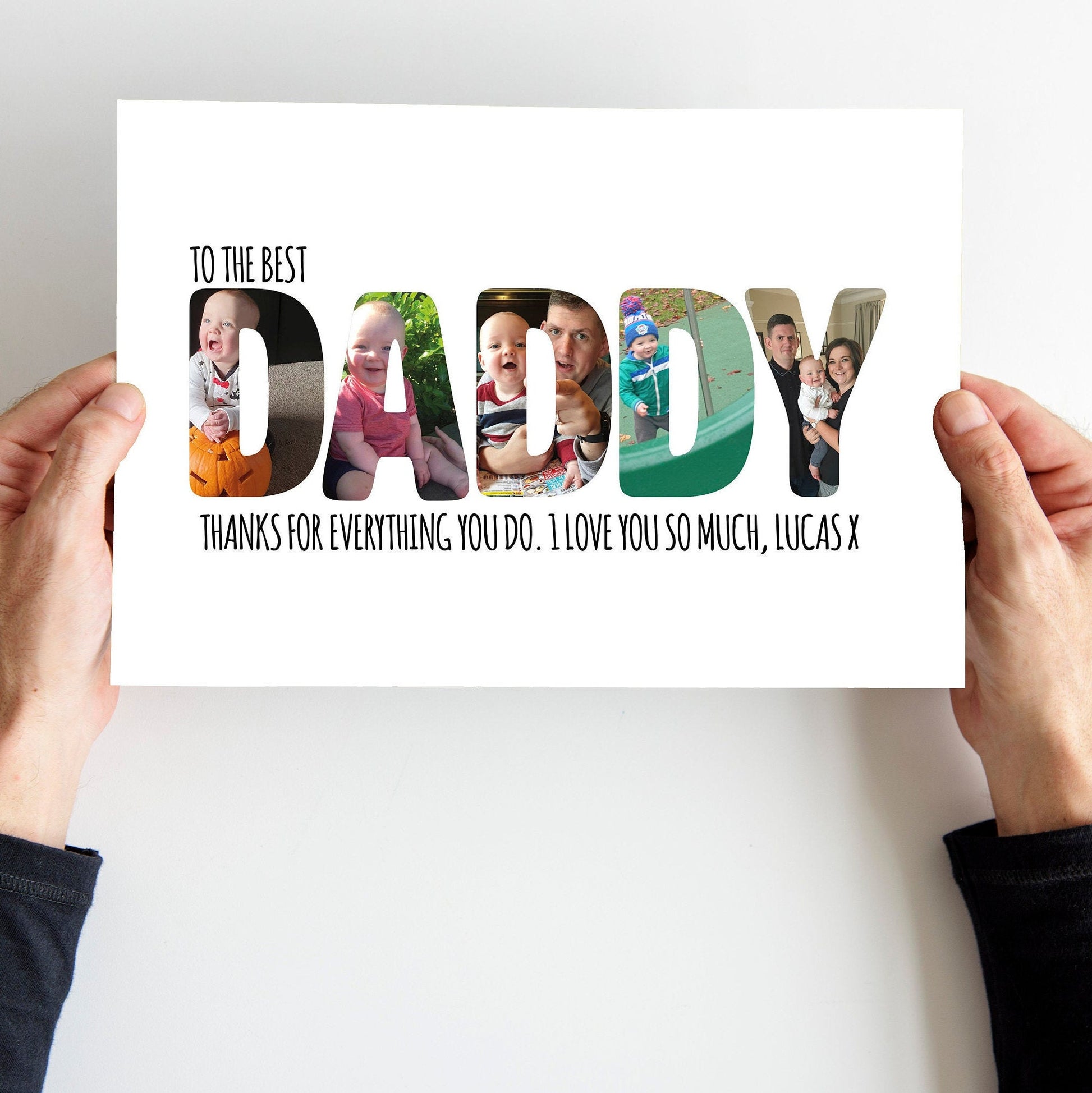 Personalised Daddy Photo Collage Word Print Gift for Daddy First Gift Picture Print and Frame Home Décor