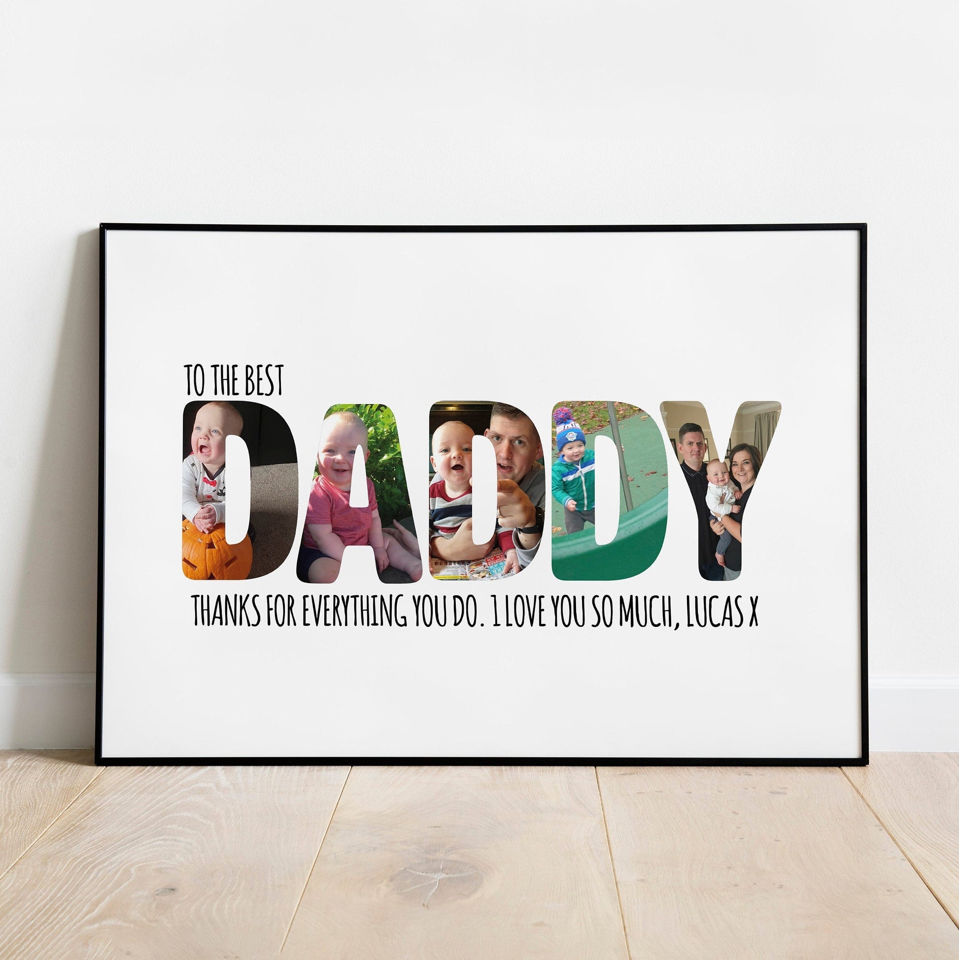 Personalised Daddy Photo Collage Word Print Gift for Daddy First Gift Picture Print and Frame Home Décor