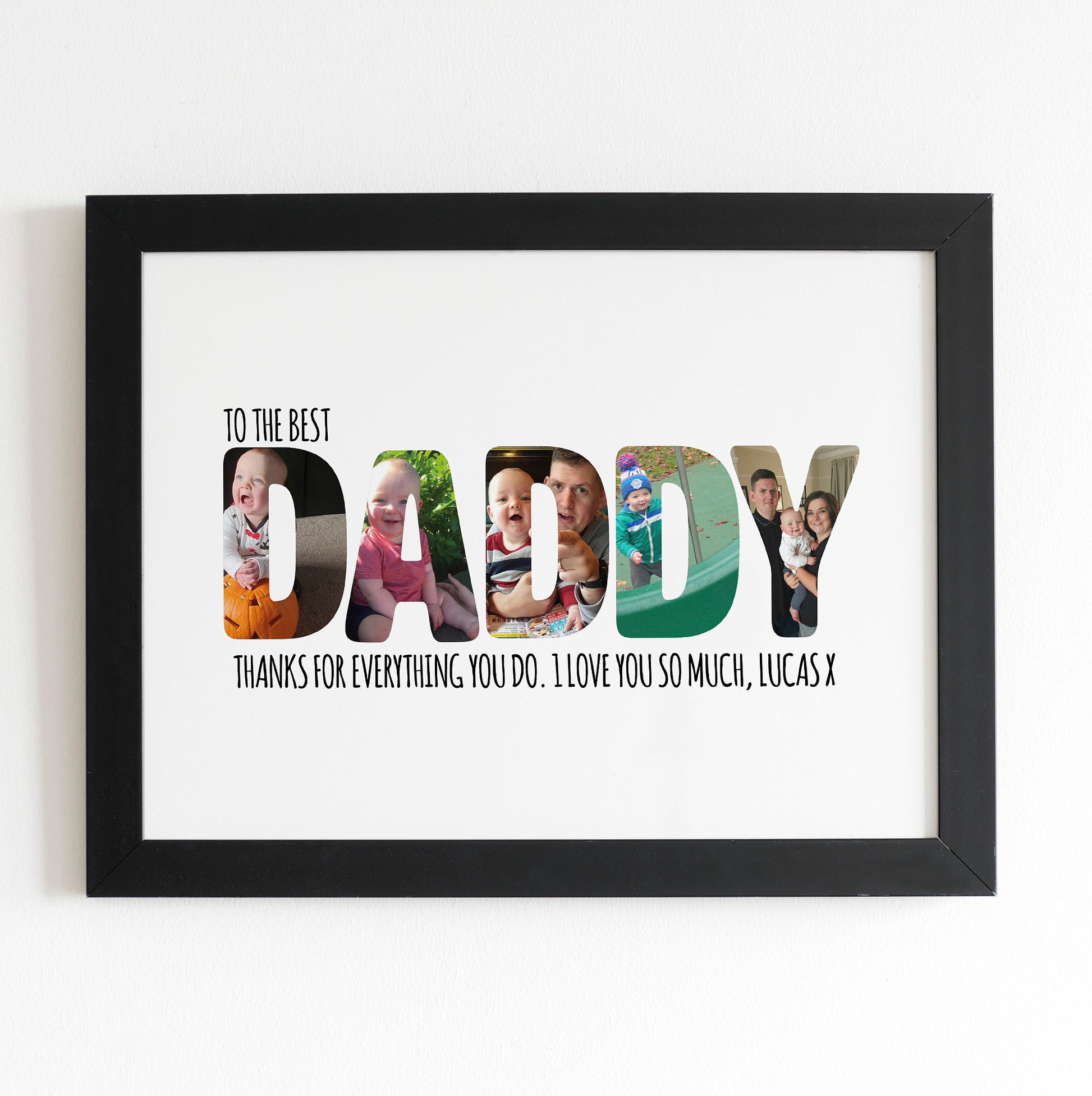 Personalised Daddy Photo Collage Word Print Gift for Daddy First Gift Picture Print and Frame Home Décor