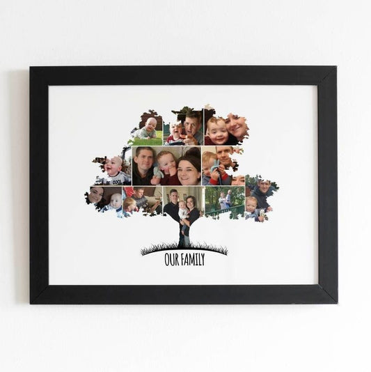 Family Tree Art Print - Personalised Photo Collage, Custom Picture Montage, Family Print Gift, Artwork, Memory Tree Décor
