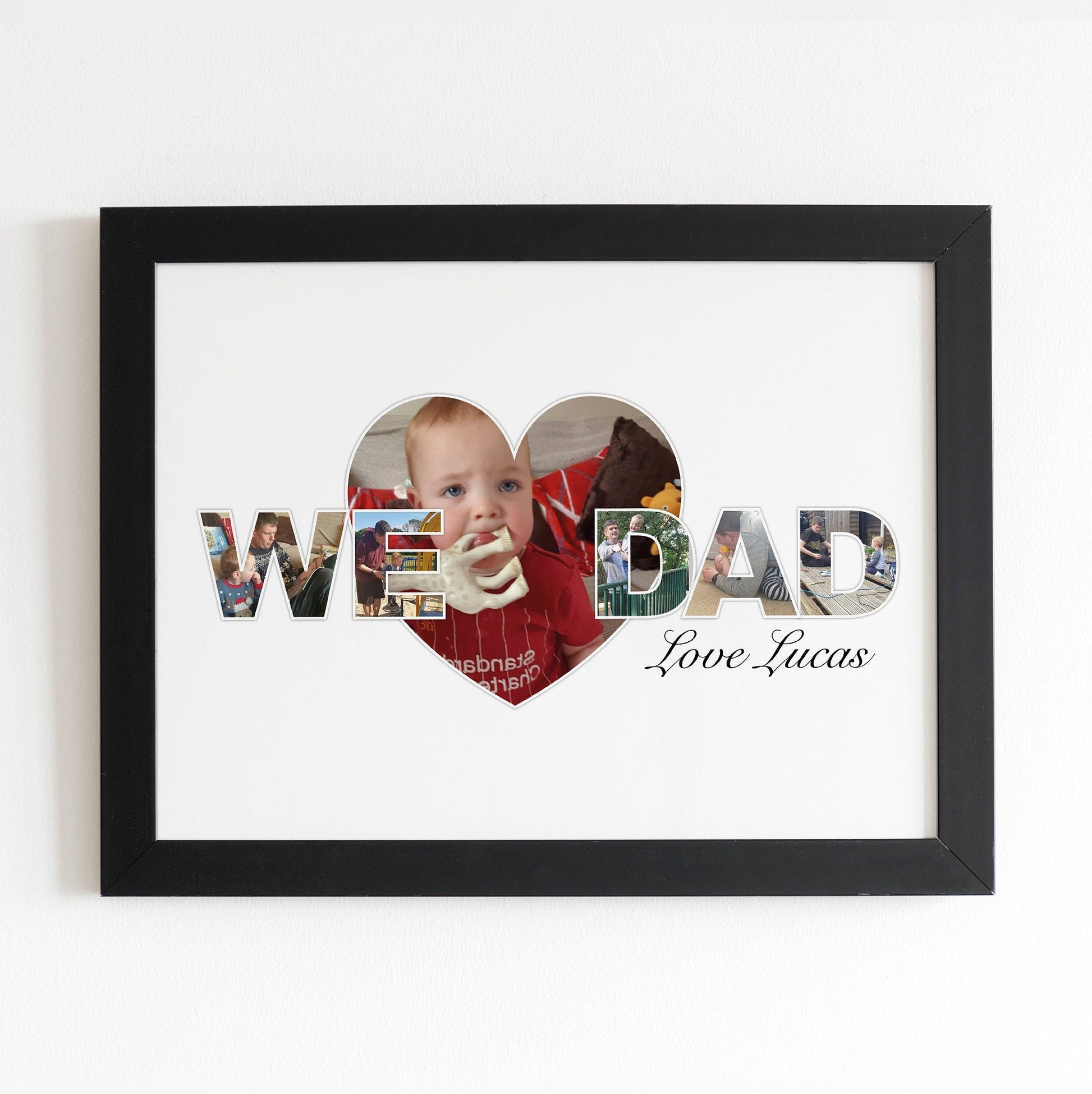 We Love Dad, Photo Collage Print, Personalised Design, Framed Digital Print, Home Decor, Father's Day Gift