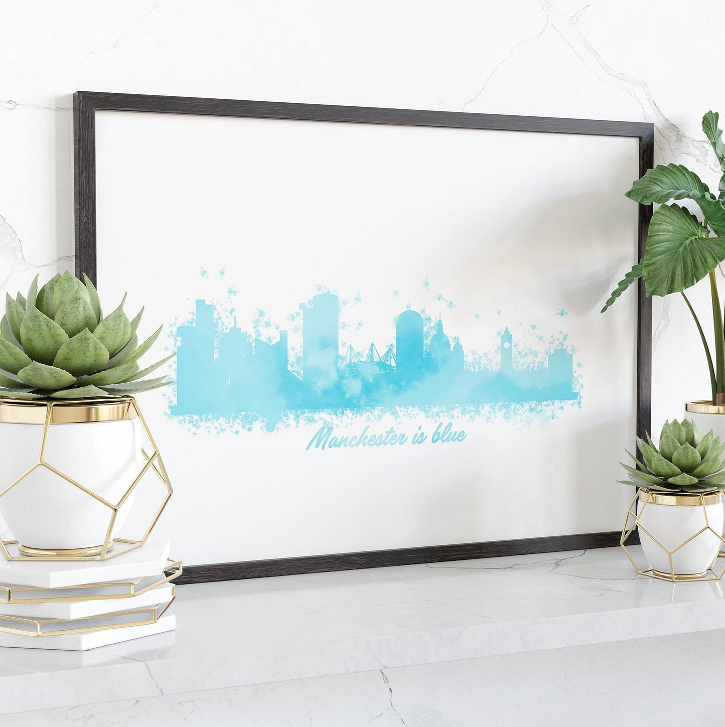 Manchester Skyline, Digital Framed Print, Manchester, Bee, England, Cityscape, Art, Print, Poster