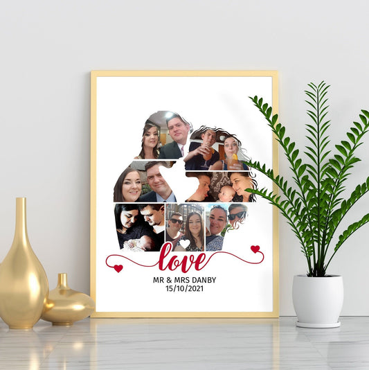 Personalised, Photo Collage, Couple, Framed Prints, Sentimental Wall Art, Digital Framed Print, Wedding Gift idea, Anniversary Ideas,