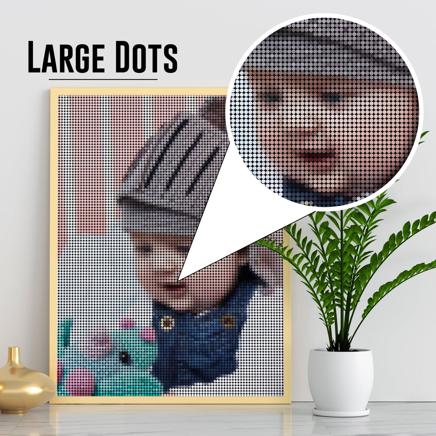 Personalised Photo, Dot Mosaic Print, Portrait, Animals, Family, Nature images, Framed, Pointillism, Pop art Style