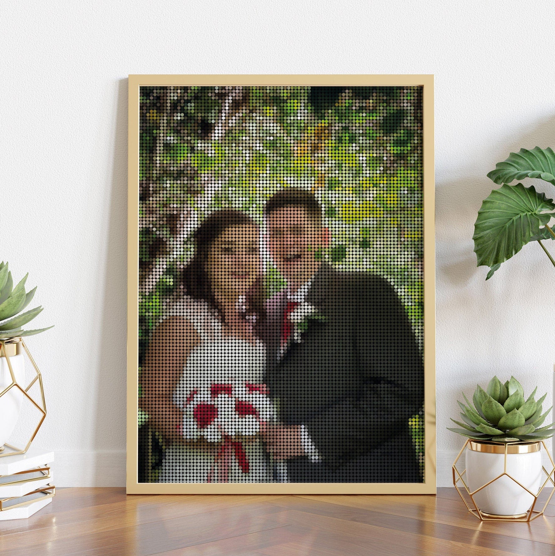 Personalised Photo, Dot Mosaic Print, Portrait, Animals, Family, Nature images, Framed, Pointillism, Pop art Style