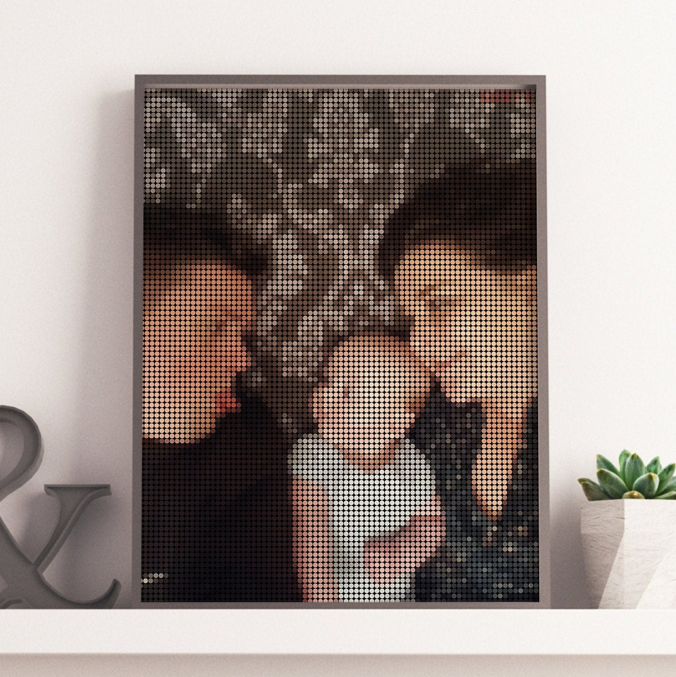 Personalised Photo, Dot Mosaic Print, Portrait, Animals, Family, Nature images, Framed, Pointillism, Pop art Style
