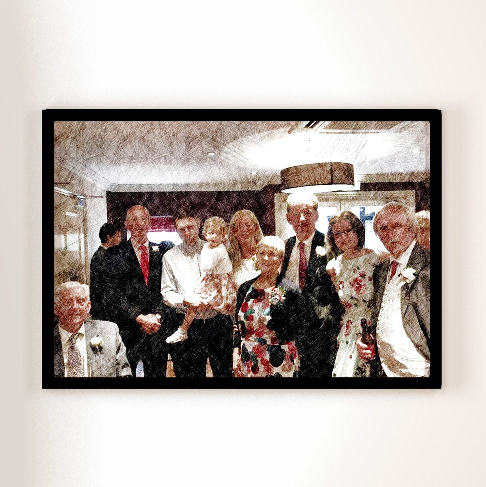 Custom Sketch Portrait, Sketch Effect from Photograph, Personalised Gift, Framed Digital Print, Drawing from Photo, Christmas Gift