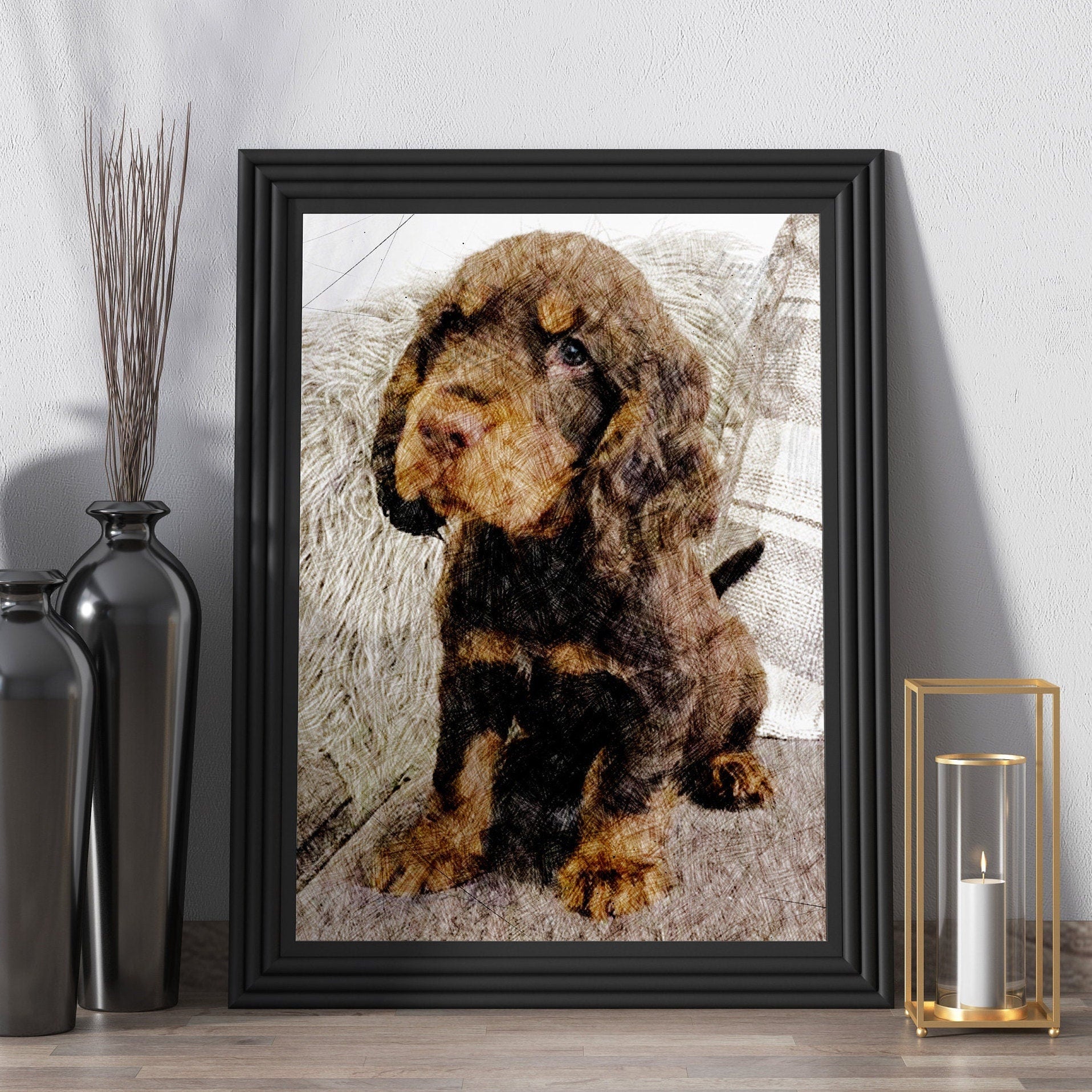 Custom Sketch Portrait, Sketch Effect from Photograph, Personalised Gift, Framed Digital Print, Drawing from Photo, Christmas Gift