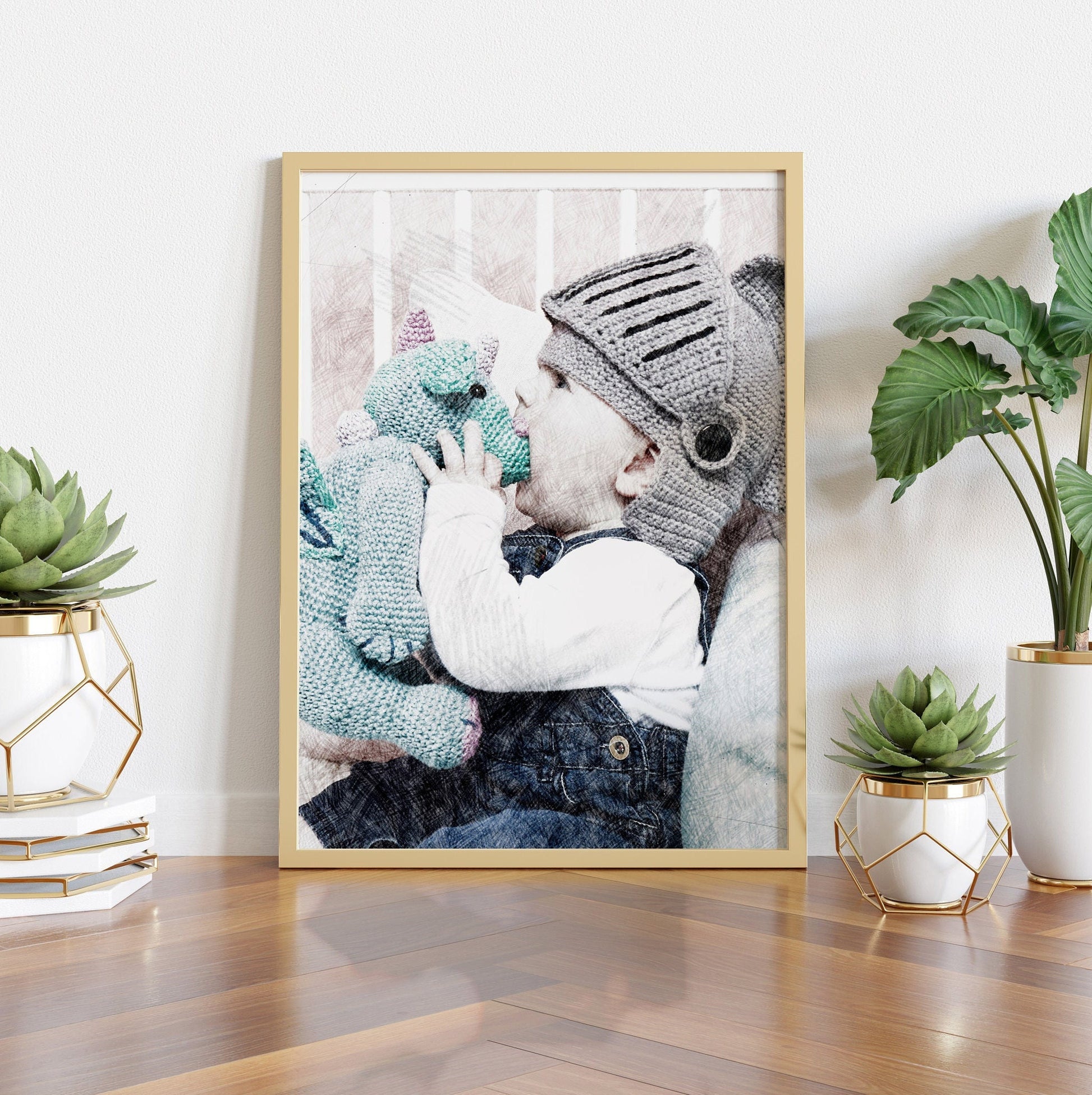 Custom Sketch Portrait, Sketch Effect from Photograph, Personalised Gift, Framed Digital Print, Drawing from Photo, Christmas Gift