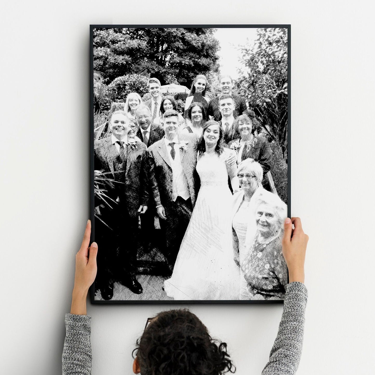 Custom Sketch Portrait, Sketch Effect from Photograph, Personalised Gift, Framed Digital Print, Drawing from Photo, Christmas Gift