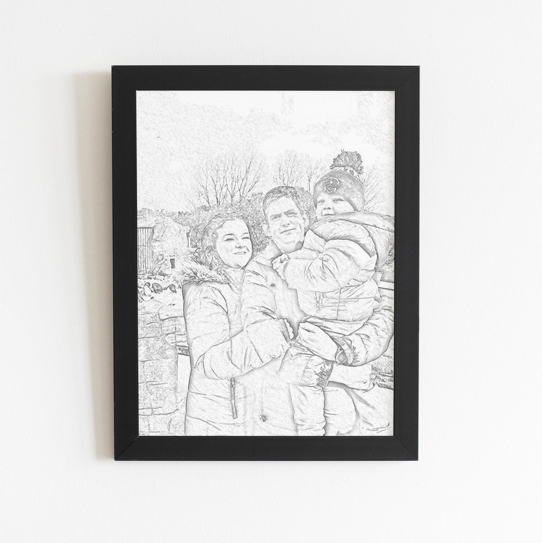 Custom Portrait Sketch From Photo, Family Photo Portrait, Digital Art, Framed, Personalised Gift, Great Christmas Gift, For Him, For Her