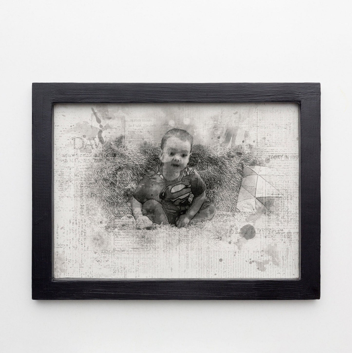 Family Photo Portrait, Drawing Sketch Effect, Newspaper Print Style, Pet Portrait, Personalised Gift, Christmas Gift, For Him, For Her