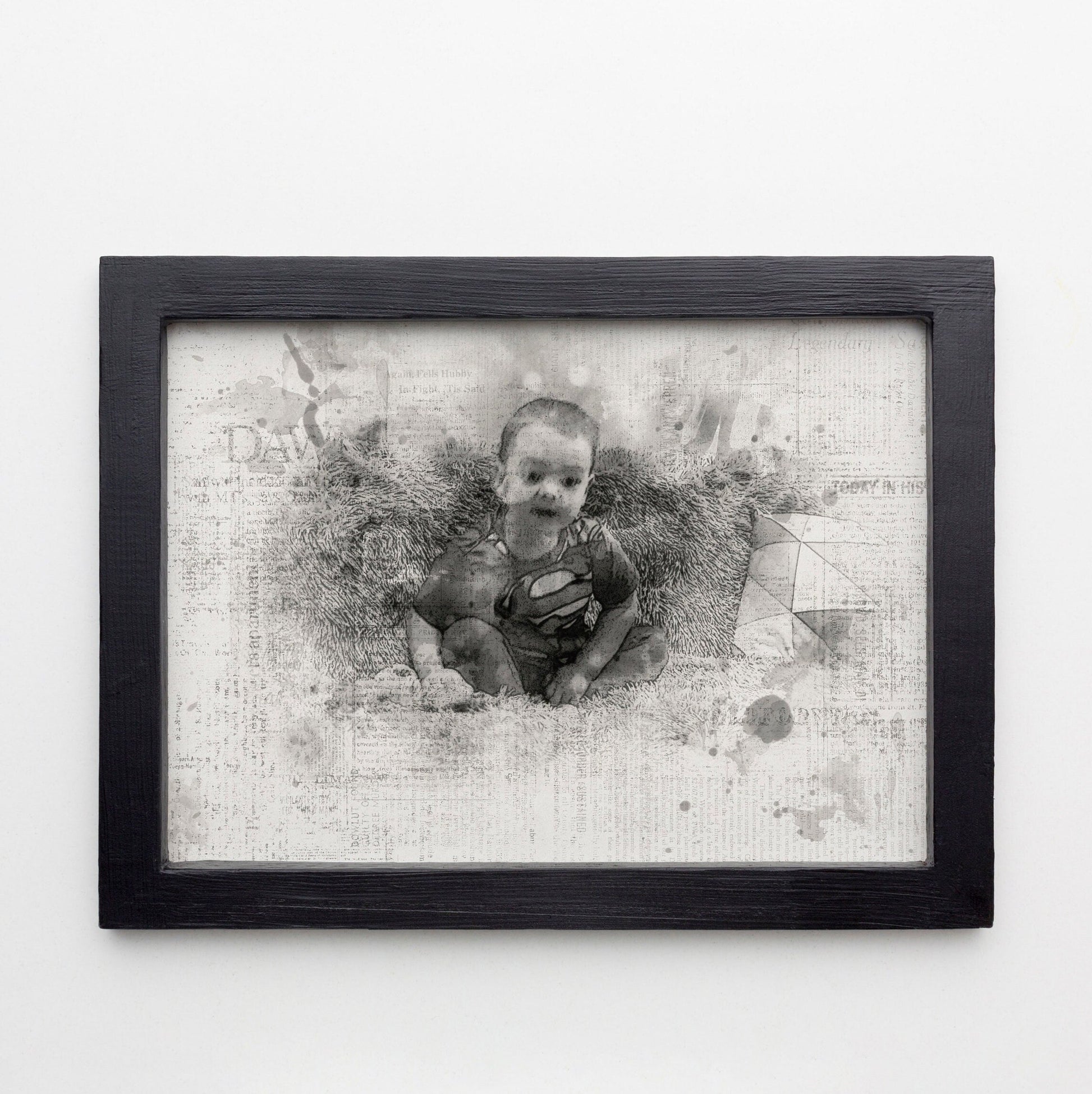Family Photo Portrait, Drawing Sketch Effect, Newspaper Print Style, Pet Portrait, Personalised Gift, Christmas Gift, For Him, For Her