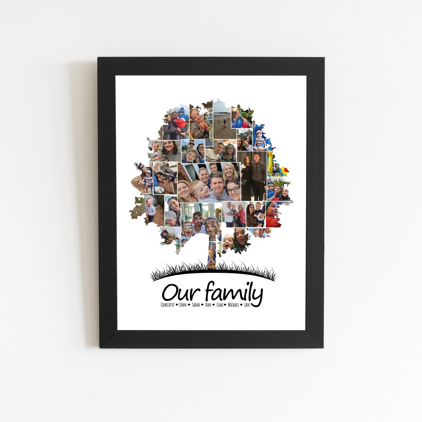 Personalised Family Tree, Family Photo Collage, Family Print, Sentimental Family Wall Art, Family Digital Print Framed, Christmas Gift Idea