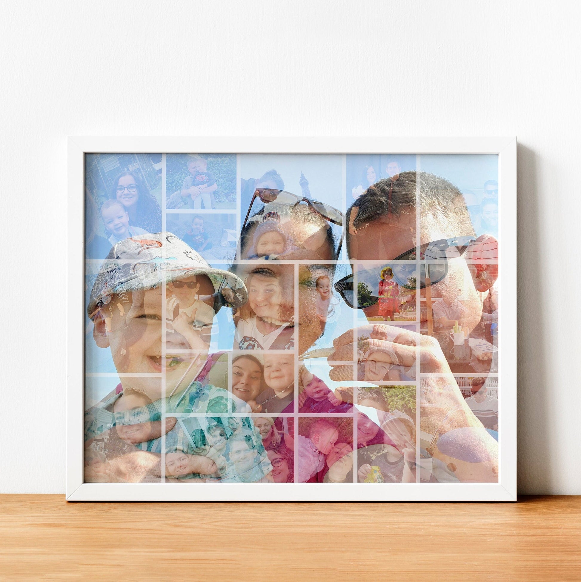 Photo Collage, Double Image Effect, Personalised Mosaic Style Art, Unique Collage Design, Family Photo Print, Gifts for Her, Him