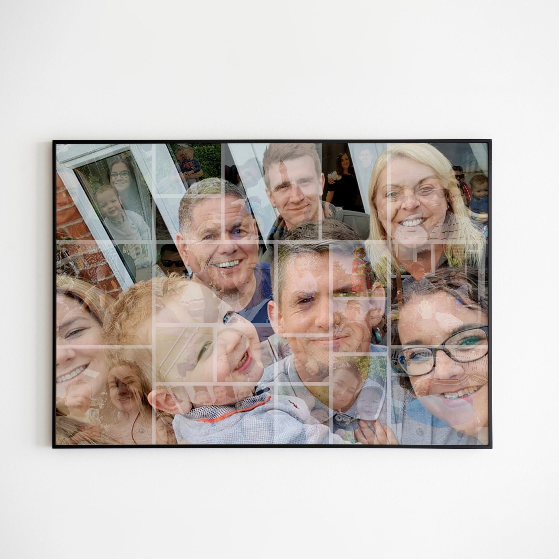 Photo Collage, Double Image Effect, Personalised Mosaic Style Art, Unique Collage Design, Family Photo Print, Gifts for Her, Him