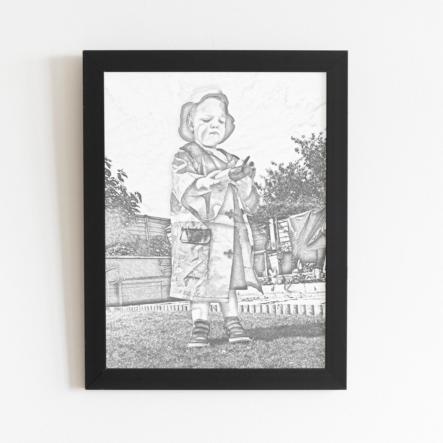 Custom Portrait Sketch From Photo, Family Photo Portrait, Digital Art, Framed, Personalised Gift, Great Christmas Gift, For Him, For Her