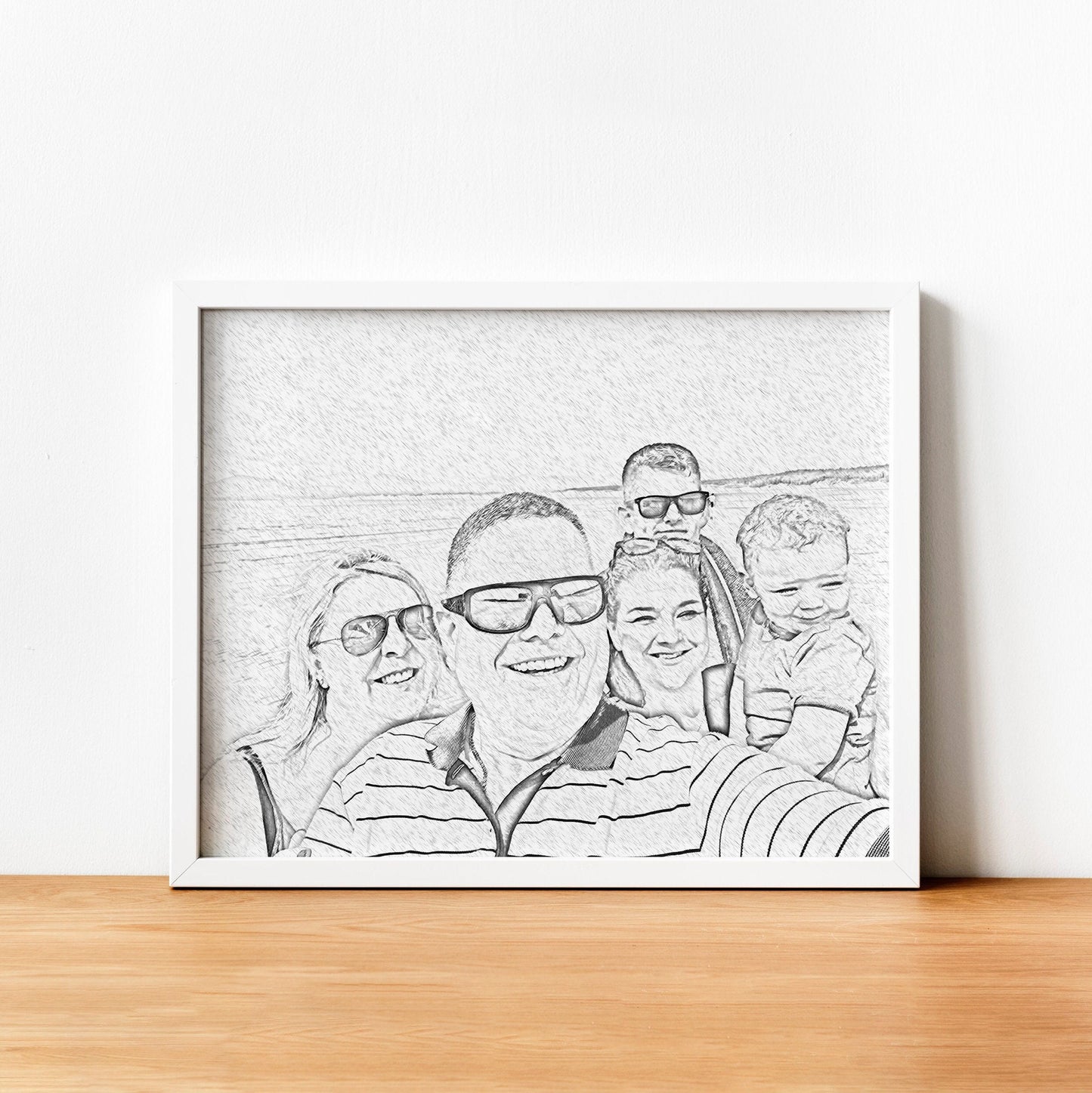 Custom Portrait Sketch From Photo, Family Photo Portrait, Digital Art, Framed, Personalised Gift, Great Christmas Gift, For Him, For Her