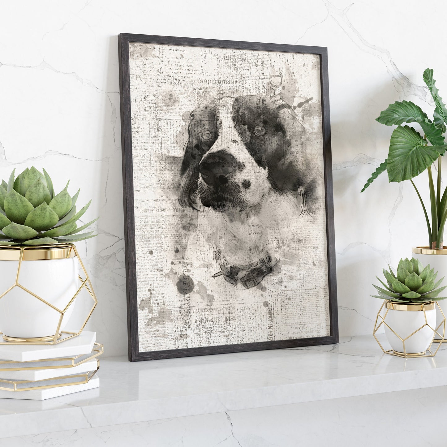Family Photo Portrait, Drawing Sketch Effect, Newspaper Print Style, Pet Portrait, Personalised Gift, Christmas Gift, For Him, For Her
