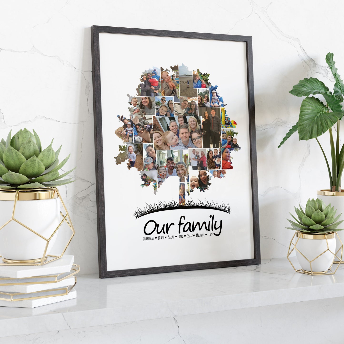 Personalised Family Tree, Family Photo Collage, Family Print, Sentimental Family Wall Art, Family Digital Print Framed, Christmas Gift Idea
