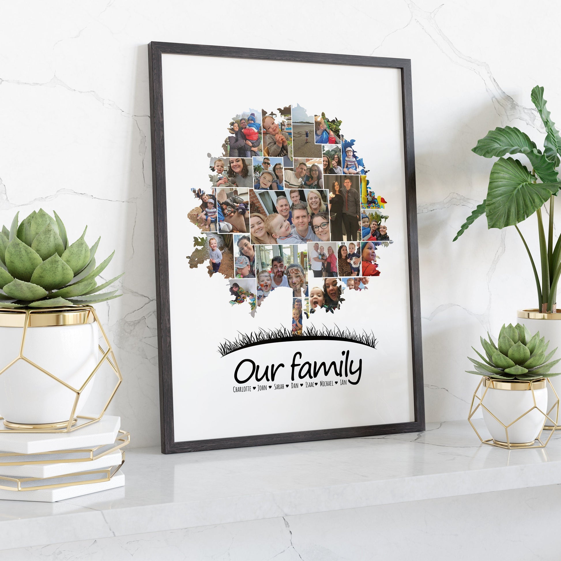 Personalised Family Tree, Family Photo Collage, Family Print, Sentimental Family Wall Art, Family Digital Print Framed, Christmas Gift Idea