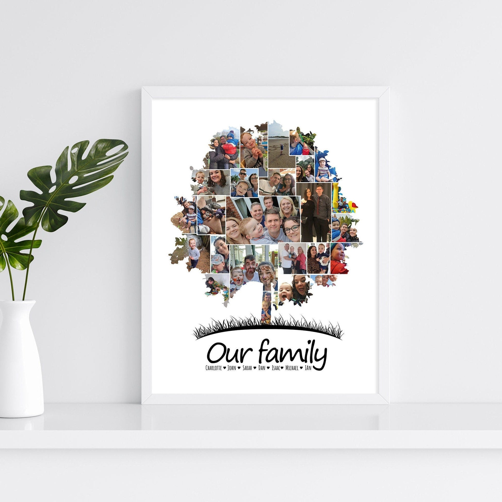 Personalised Family Tree, Family Photo Collage, Family Print, Sentimental Family Wall Art, Family Digital Print Framed, Christmas Gift Idea