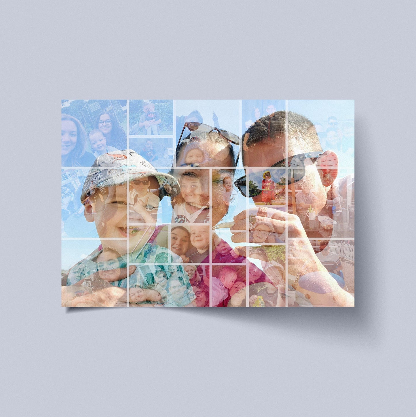 Photo Collage, Double Image Effect, Personalised Mosaic Style Art, Unique Collage Design, Family Photo Print, Gifts for Her, Him