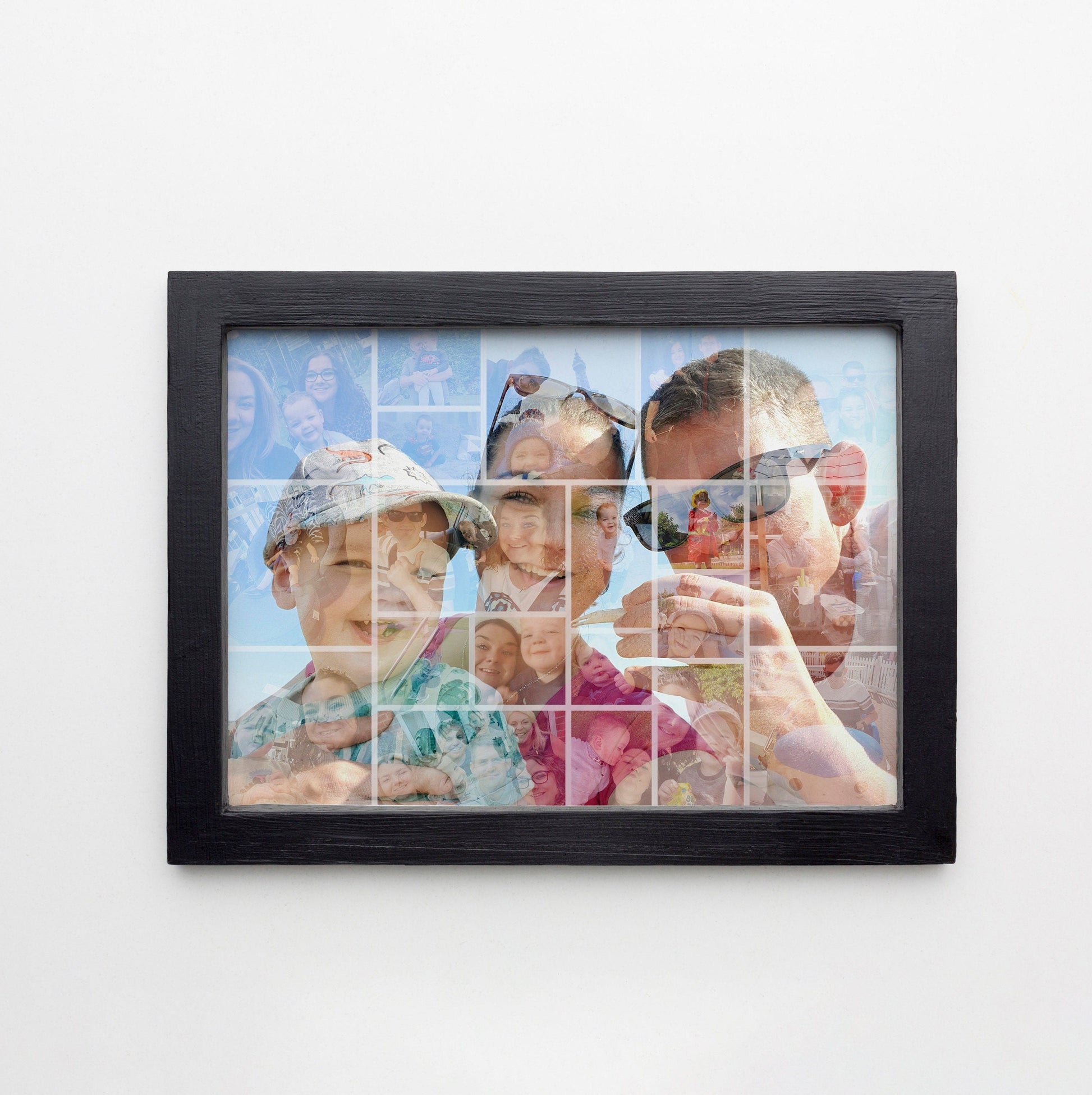 Photo Collage, Double Image Effect, Personalised Mosaic Style Art, Unique Collage Design, Family Photo Print, Gifts for Her, Him