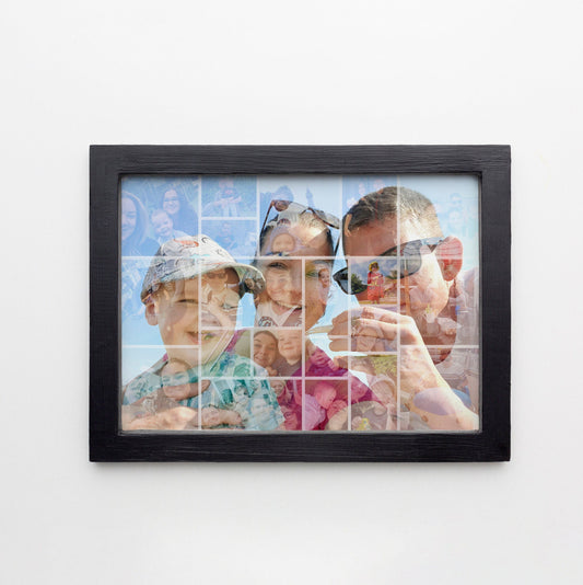 Photo Collage, Double Image Effect, Personalised Mosaic Style Art, Unique Collage Design, Family Photo Print, Gifts for Her, Him
