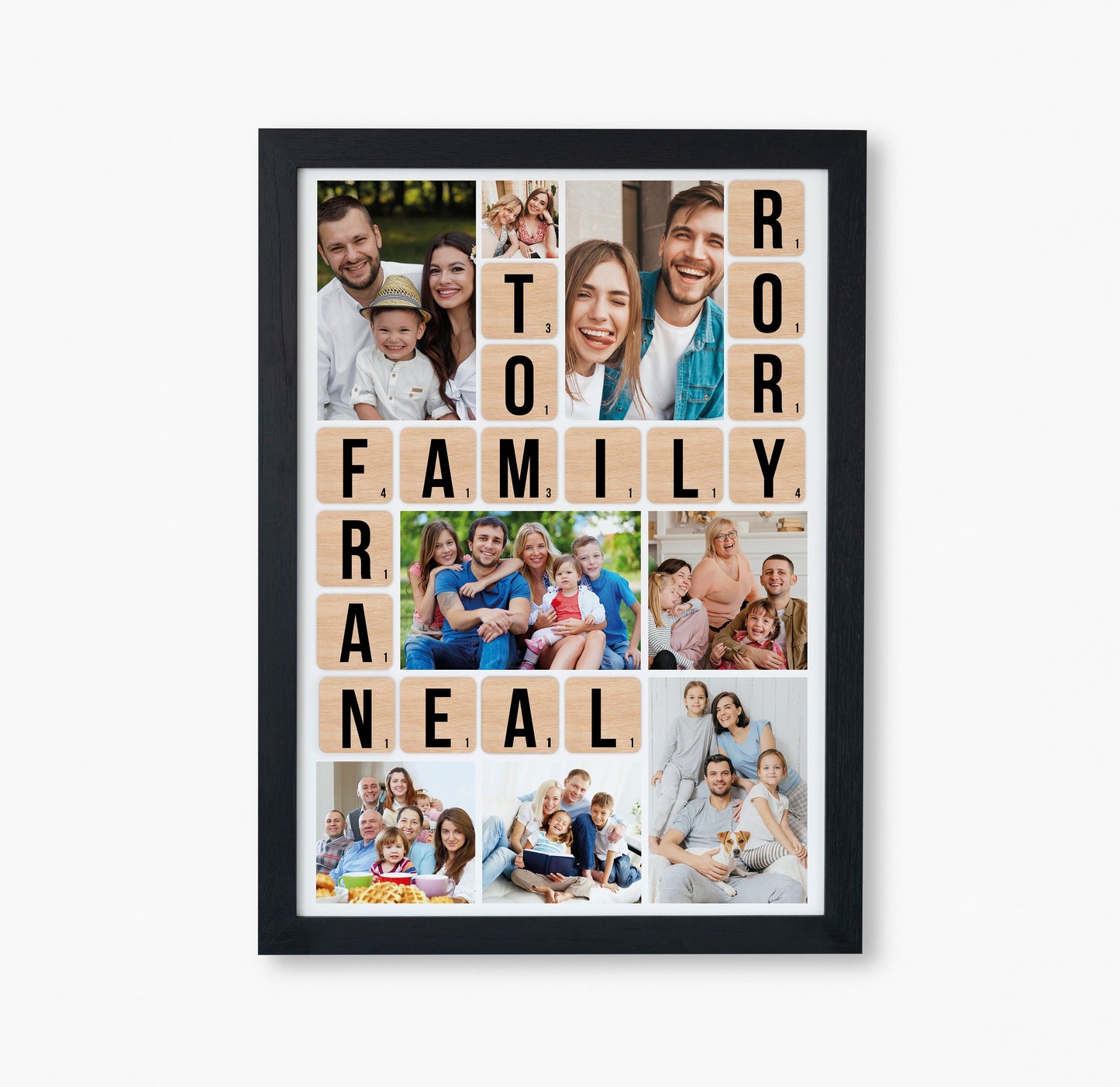 Family Scrabble Print, Personalised Family Print, Christmas Gift for her, Family Tree design, Photo Collage Print, Family Scrabble Print