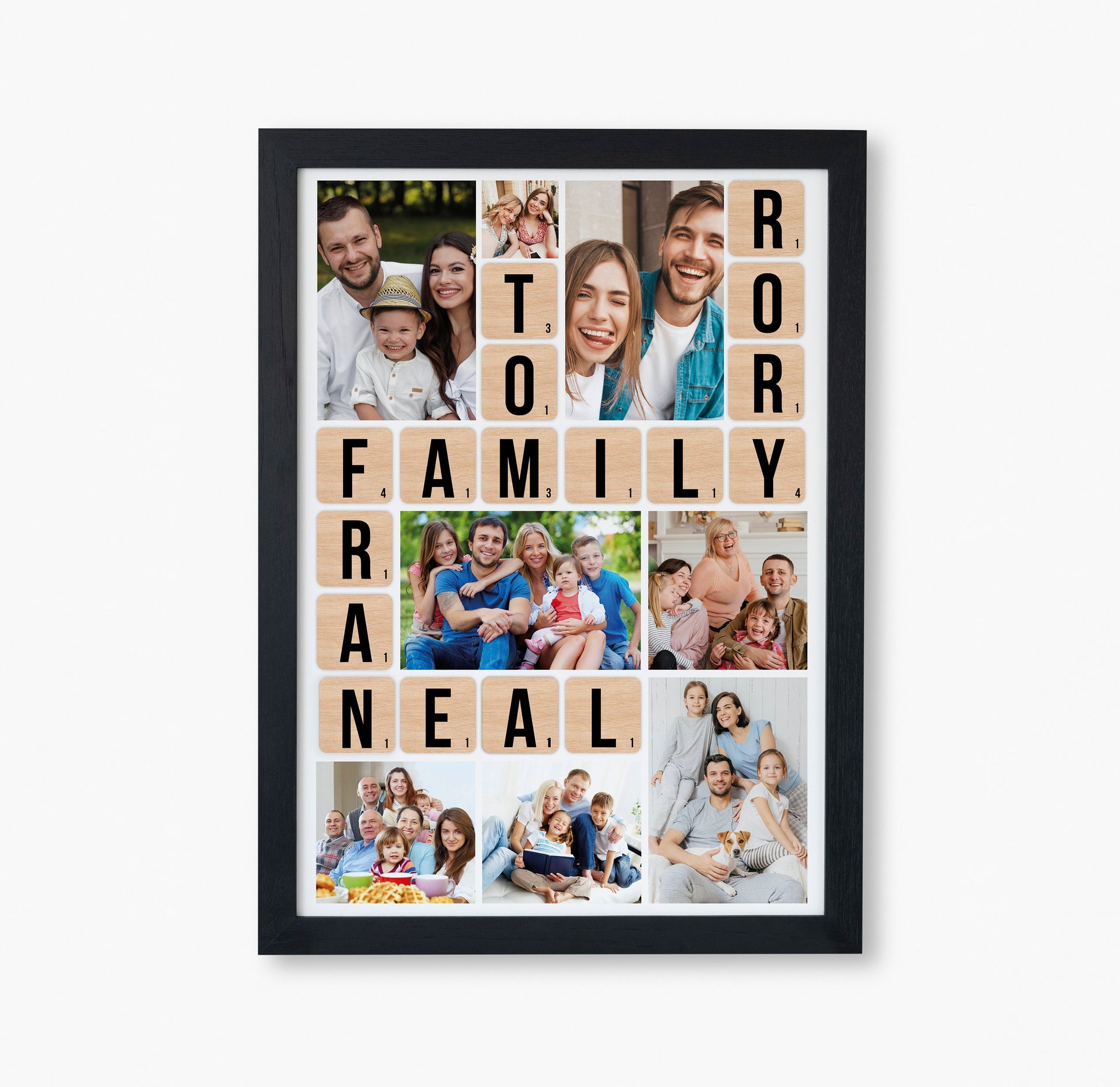 Family Scrabble Print, Personalised Family Print, Christmas Gift for her, Family Tree design, Photo Collage Print, Family Scrabble Print