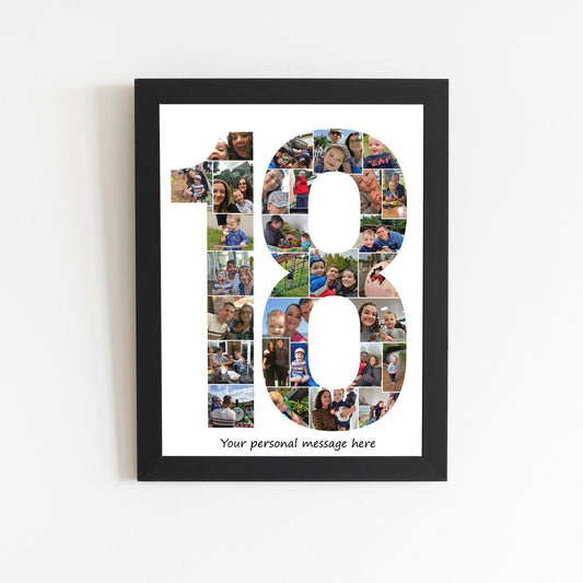Personalised 18th Birthday Print, Eighteenth Birthday Photo Collage, Family Print, Framed Gift Idea, Birthday gift idea, Picture Montage
