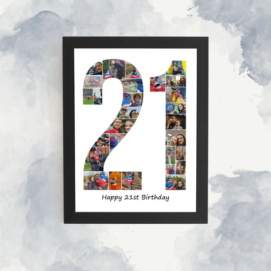 21st Birthday Print, Personalised Photo Collage, 21st Photo Collage, Landmark Birthday Print, Framed 21 Print, Birthday Gift Boy or Girl