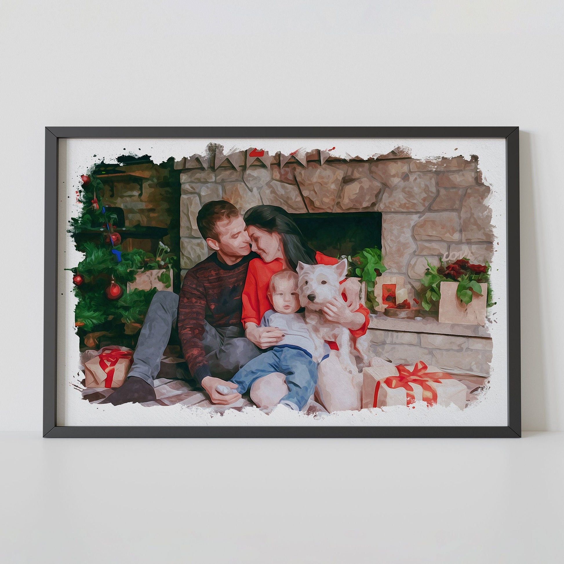 Personalised Watercolour Art, Digital Family Photo Portrait, Pet Portrait, Watercolour Landscape, Personalised Gift, Image from Photo