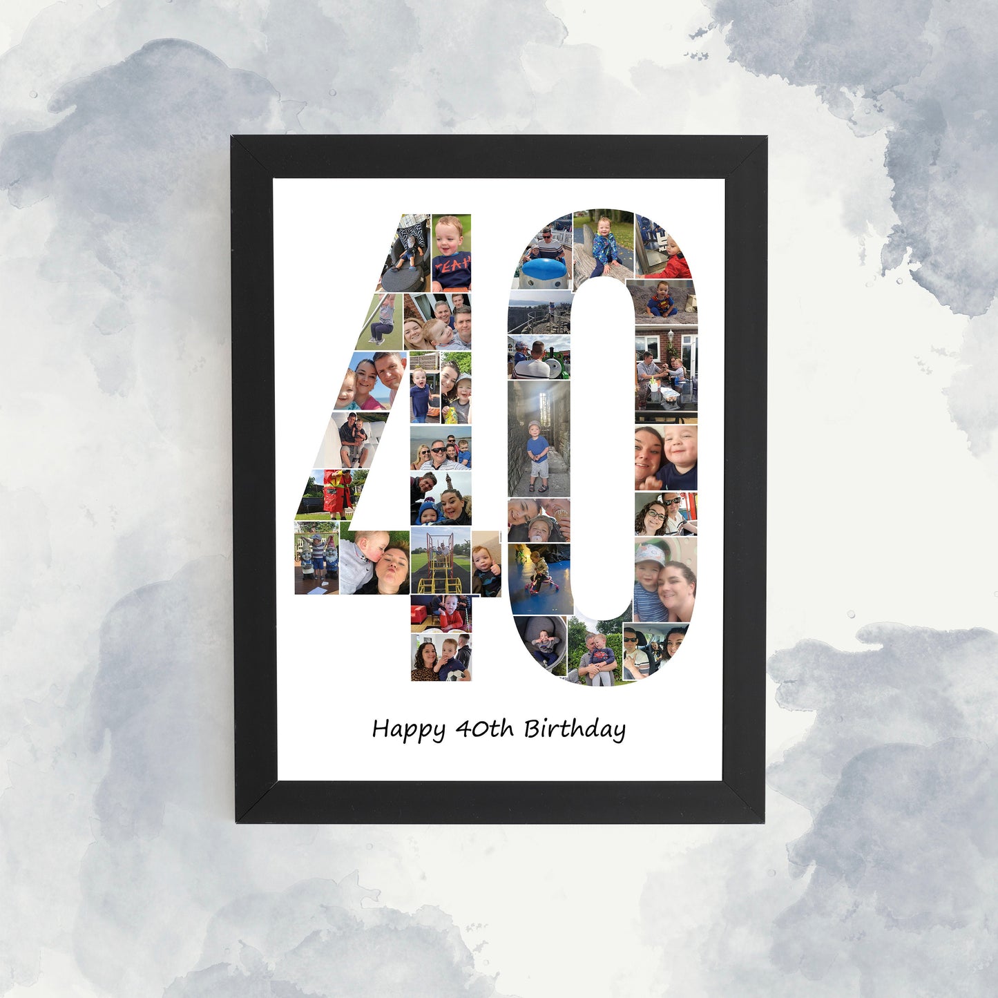 50th Photo Collage, Personalised Birthday Collage Print, 50th Photo Collage, Landmark Birthday Print, Framed Print, 50th Birthday Gift