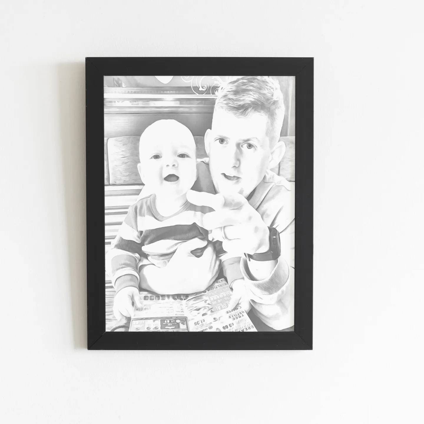 Custom Portrait Sketch From Photo, Family Photo Portrait, Digital Art, Framed, Personalised Gift, Great Christmas Gift, For Him, For Her