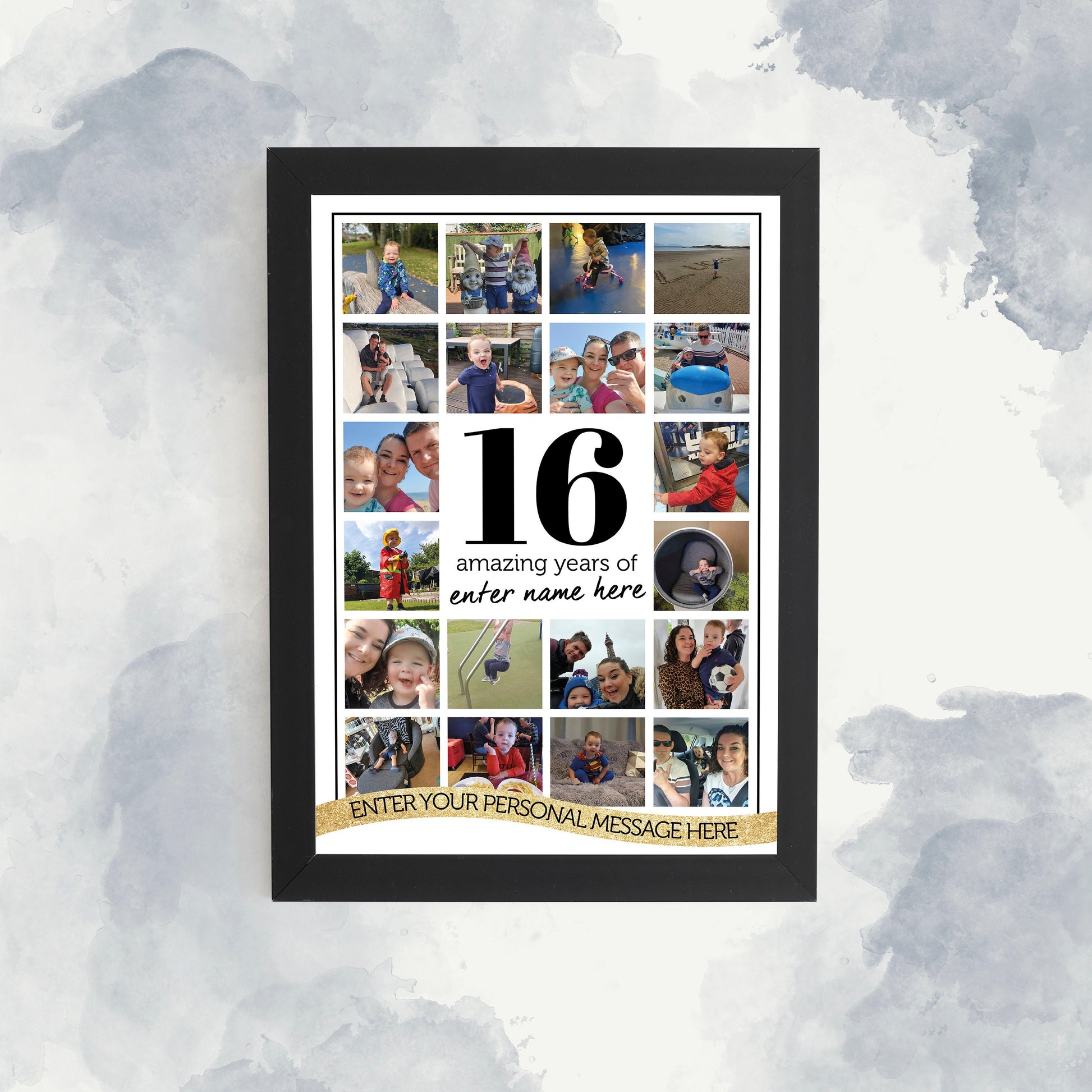 16th Birthday Photo Collage, Personalised Photo Grid Print, Sentimental Framed Print, Photo Grid Art, Photo Memories, Photo Collage