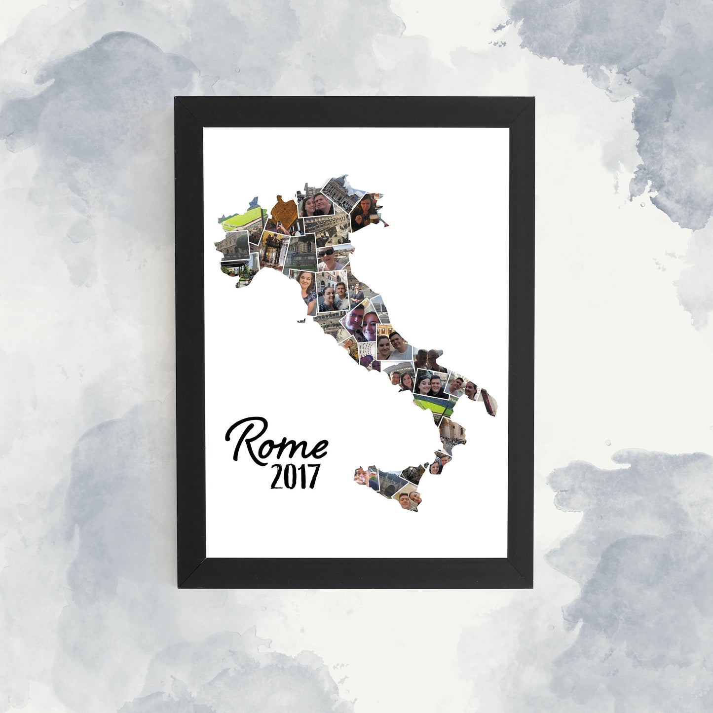 Thailand Photo Collage, Any Country Silhouette, Digital Photo Collage, Holiday Memories, Personalised Framed Print, Travelling memories
