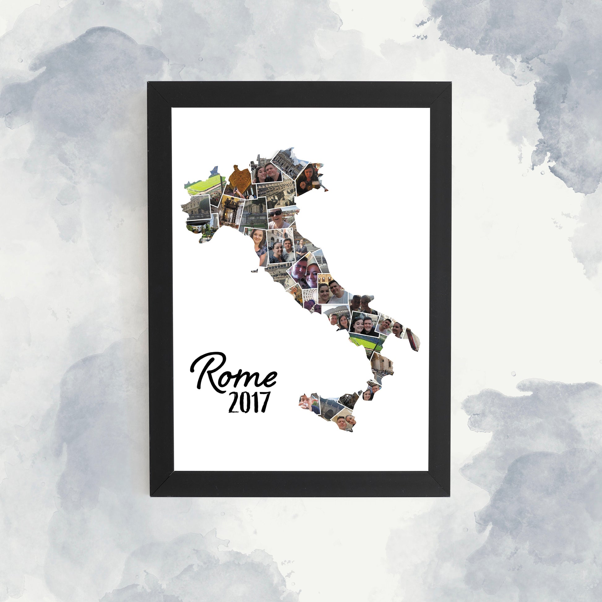 Menorca Holiday Photo Collage, Country Silhouette, Holiday Photo Collage, Holiday Memories, Personalised Framed Print, Travelling worldwide