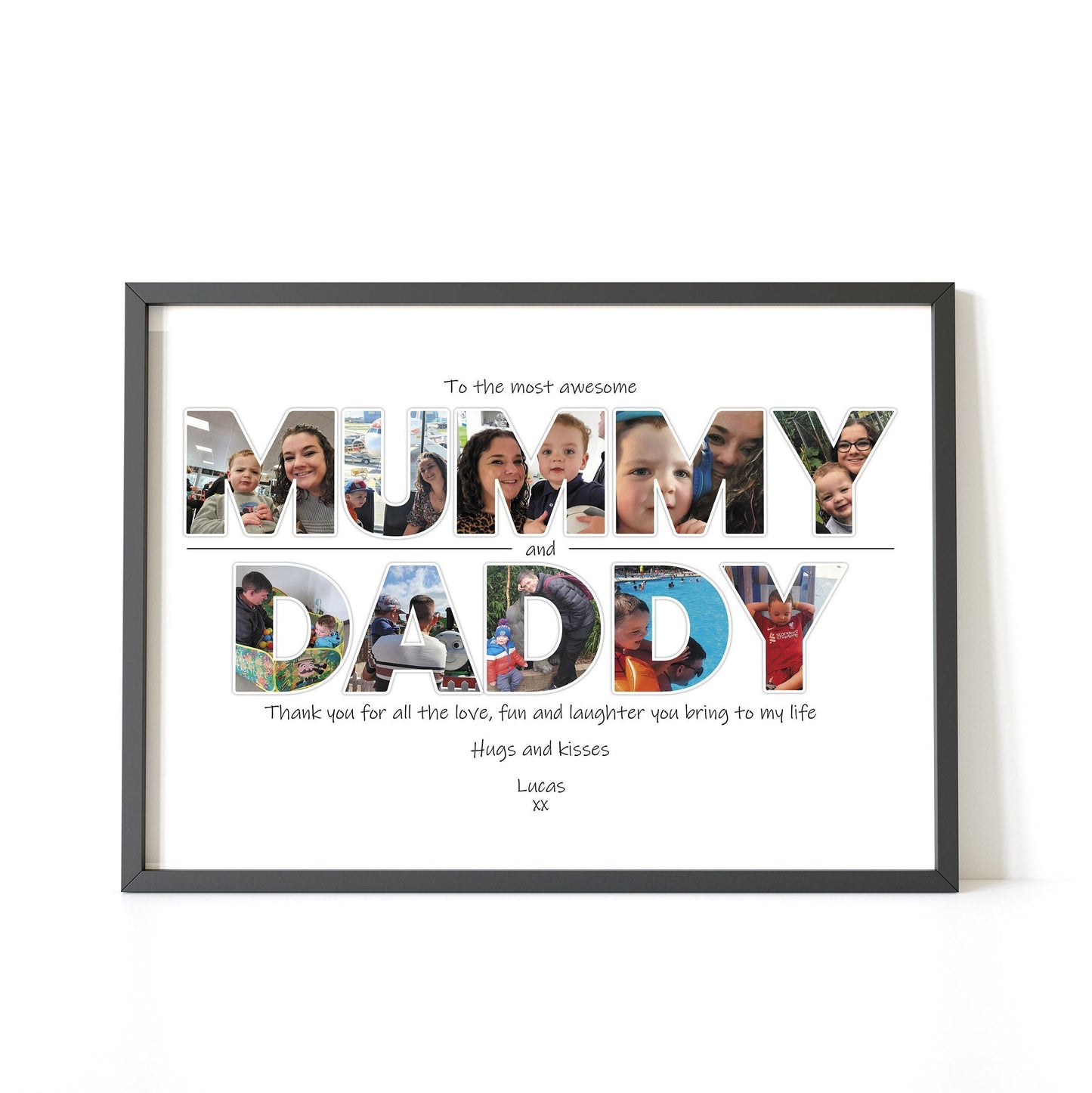Personalised Mummy and Daddy Photo Collage, Word Art Photo Collage, Print for New Parents, Photo Collage, Wall Art, Home Décor.