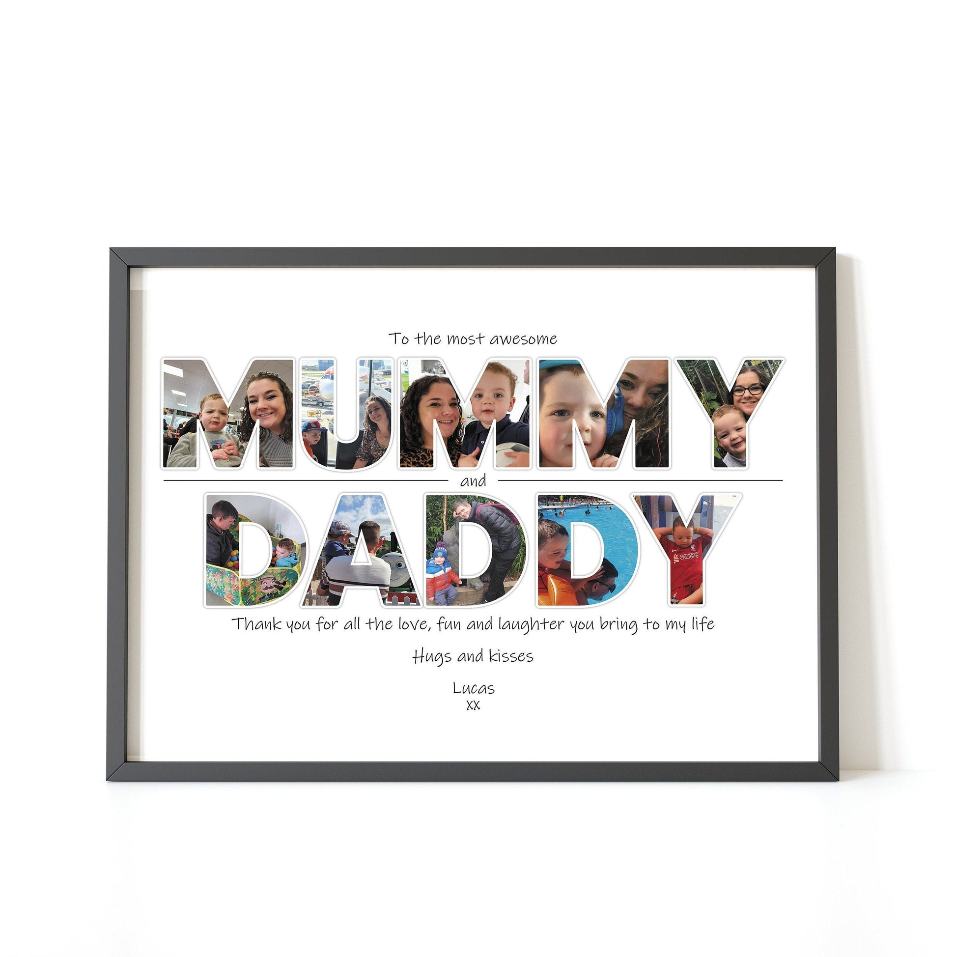 Personalised Mummy and Daddy Photo Collage, Word Art Photo Collage, Print for New Parents, Photo Collage, Wall Art, Home Décor.