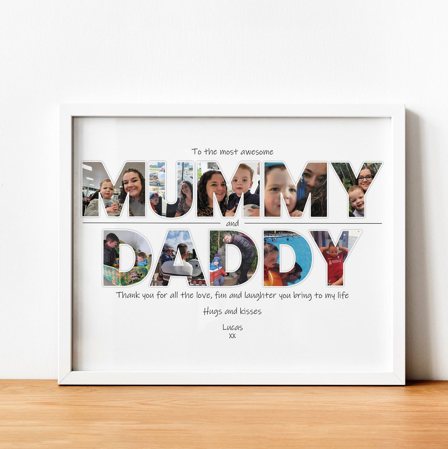 Personalised Mummy and Daddy Photo Collage, Word Art Photo Collage, Print for New Parents, Photo Collage, Wall Art, Home Décor.