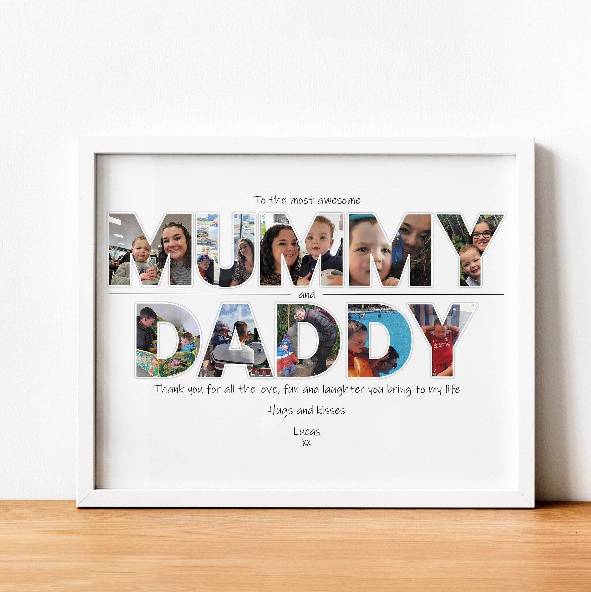 Personalised Mummy and Daddy Photo Collage, Word Art Photo Collage, Print for New Parents, Photo Collage, Wall Art, Home Décor.