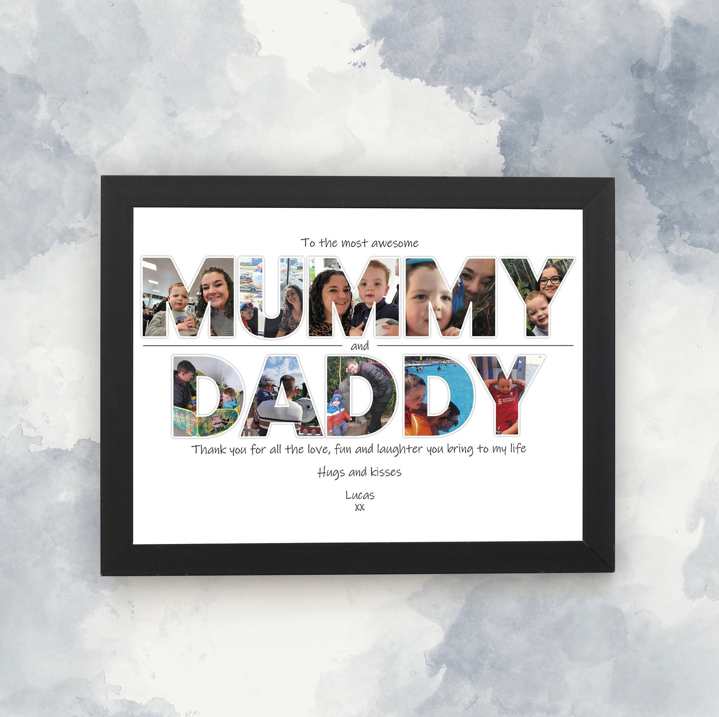 Personalised Mummy and Daddy Photo Collage, Word Art Photo Collage, Print for New Parents, Photo Collage, Wall Art, Home Décor.